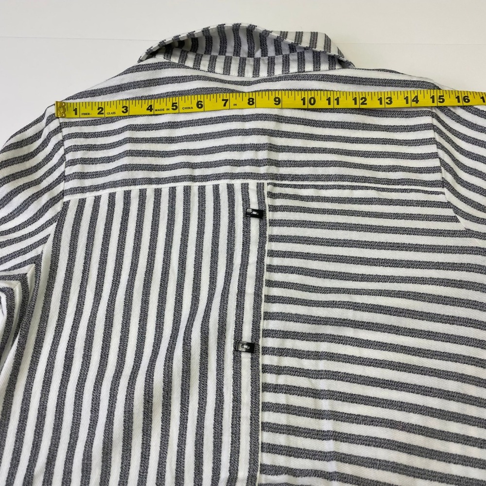 Soft Surroundings Striped Tunic Shirt Black White Sharkbite Hem Womens Small - Picture 15 of 16